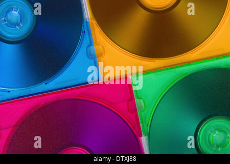 Computer disks in multiciolored boxes Stock Photo - Alamy