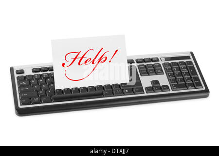 Computer keyboard and card Help Stock Photo