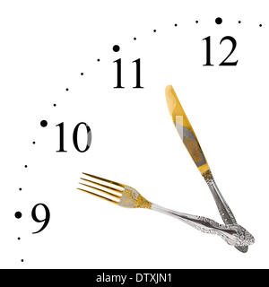 Clock made of fork and knife Stock Photo