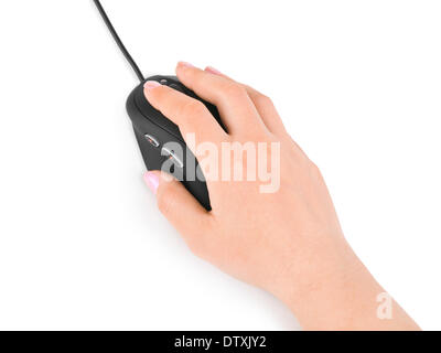 Hand and computer mouse Stock Photo