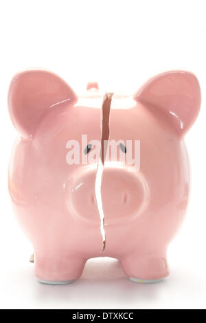 Close up of piggy bank broken Stock Photo
