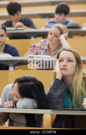Bored students sitting in a lecture hall Stock Photo