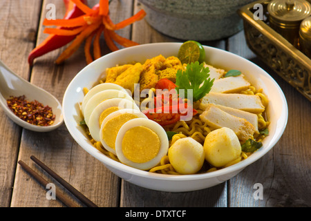 instant curry laksa noodle , singaporean style Stock Photo