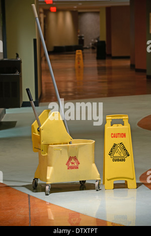 Caution Wet Floor Sign Mop Bucket Stock Photo 162278