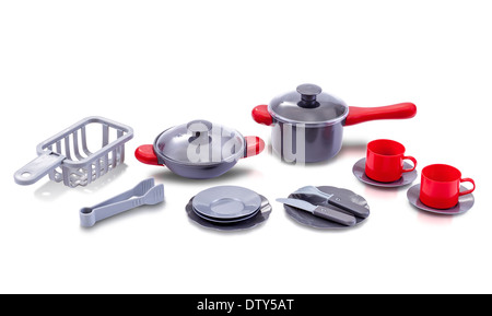 set of kitchen utensil toy isolated on white background Stock Photo