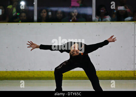 Pasay City, Philippines - February 25, 2014: Filipino Olympic skater Michael Martinez performs his routine for his special performance and meet and greet session at the SM MOA on February 25, 2014. Michael Christian Martinez is the first figure skater from Southeast Asia to qualify for the Olympics, Martinez was also the only athlete representing the Philippines at the 2014 Winter Olympics in Sochi, Russia and served as his country's flagbearer at the opening ceremony. Credit:  PACIFIC PRESS/Alamy Live News Stock Photo