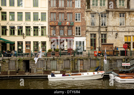 Historic buildings lining one of the many canals in Ghent Belgium Stock Photo