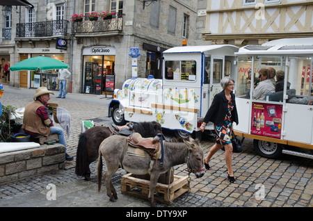 Tourist train and donkeys Quimper France Stock Photo