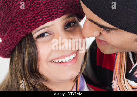 indian Couple enjoy  Winter Season Stock Photo