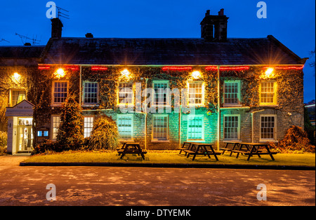 A night view of the Hall Hotel Thornton le Dale Stock Photo