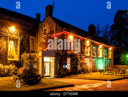 A night view of the Hall Hotel Thornton le Dale Stock Photo