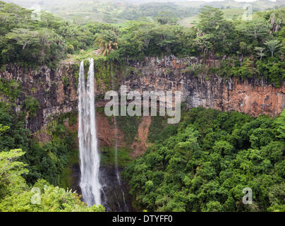 Chamarel waterfalls in Mauritius Stock Photo