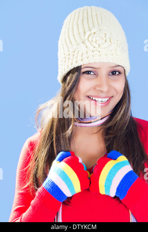 indian Beautiful  Girl Winter Season Stock Photo