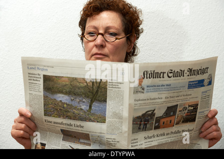 Kolner Stadt Anzeiger German newspaper with the news of a worker killed by a British WW2 unexploded bomb Stock Photo