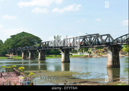 Railway bridge over the River Kwai, Khwae Yai River, Kanchanaburi, Kanburi, Kanchanaburi Province, Central Thailand, Thailand Stock Photo