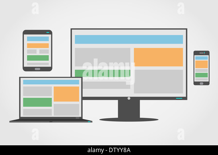 Icon set of adaptive and responsive web design on different devices. Stock Photo