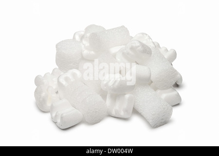 Fill packaging peanuts and bubble pack, isolated on white background Stock Photo