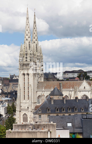 Cathedral of St. Corentin, Quimper, Finistere, Brittany, France Stock Photo