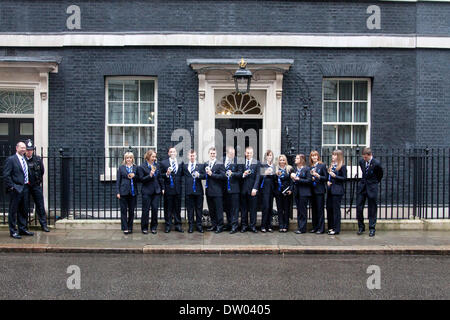 Westminster London, UK. 25th February 2014. British Olympic athletes and medalists from the 2014 Winter Olympic games in Sochi are honoured in a reception hosted by Prime Minister David Cameron at 10 Downing Street Credit:  amer ghazzal/Alamy Live News Stock Photo