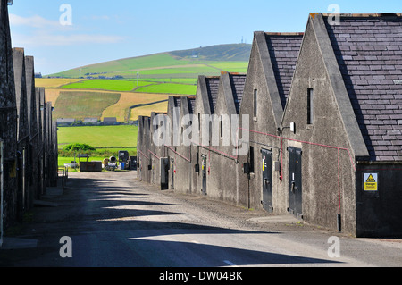Warehouses of the Highland Park Distillery, whisky distilery, Kirkwall, Mainland, Orkney, Scotland, United Kingdom Stock Photo