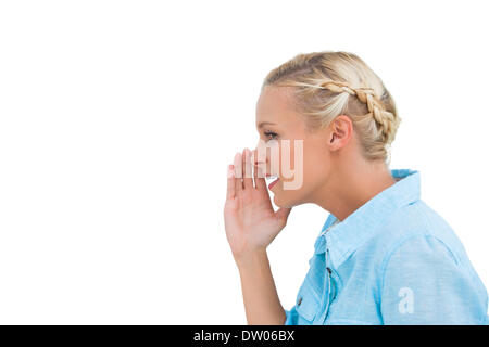 Attractive young woman speaking to someone Stock Photo