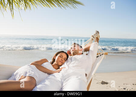 Calm couple napping in a hammock Stock Photo