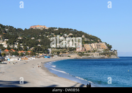 the sandy beach of Spotorno, Ligury, Italy,sea Stock Photo