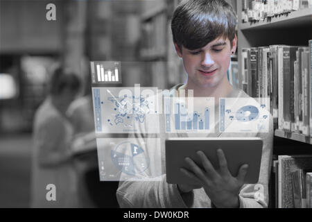 Young man studying on his digital tablet pc Stock Photo