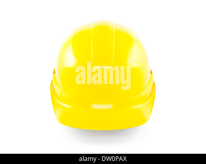 Yellow helmet isolated on white with clipping path Stock Photo