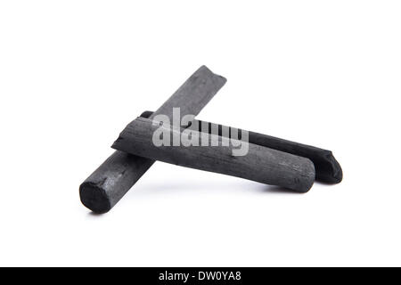 Artist's black charcoal isolated on white Stock Photo