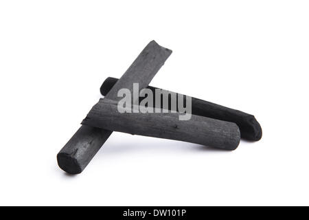 Artist's black charcoal isolated on white Stock Photo