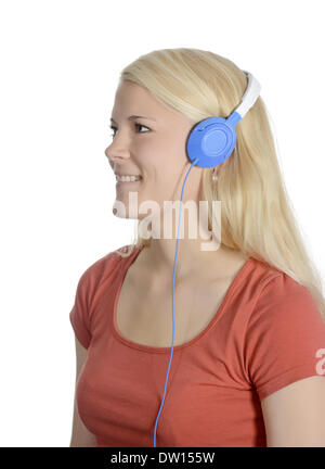 woman with headphones Stock Photo