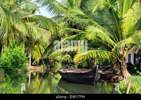 Backwater tour on Monroe Island, Kollam, Kerala, India Stock Photo