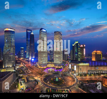Aerial view of Shanghai skyline at sunset,China Stock Photo - Alamy