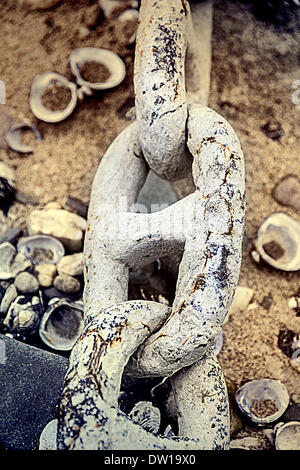 A length of an old anchor chain Stock Photo