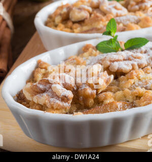 Apple Walnut streusel cake Stock Photo
