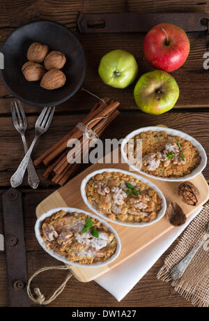 Apple Walnut streusel cake Stock Photo