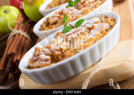 Apple Walnut streusel cake Stock Photo