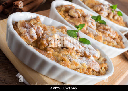 Apple Walnut streusel cake Stock Photo