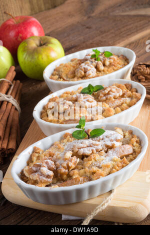 Apple Walnut streusel cake Stock Photo