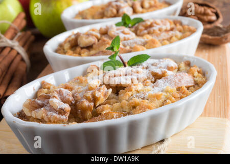 Apple Walnut streusel cake Stock Photo