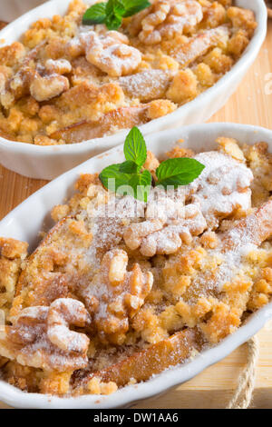 Apple Walnut streusel cake Stock Photo