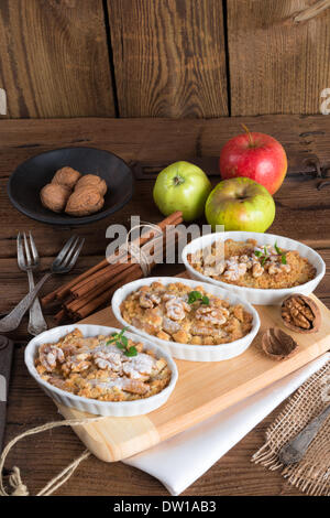 Apple Walnut streusel cake Stock Photo