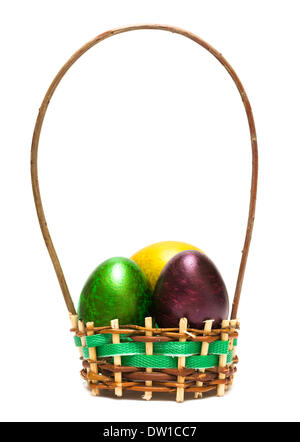Easter eggs in a basket Stock Photo