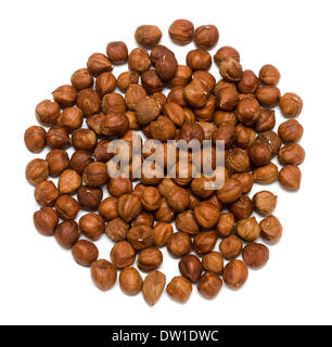 many hazelnuts isolated on white background Stock Photo