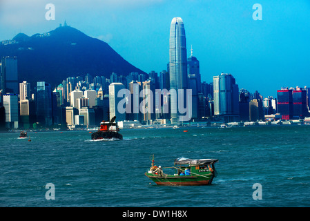 A view of Hong Kong's Central district as seen from Victoria harbor. Stock Photo