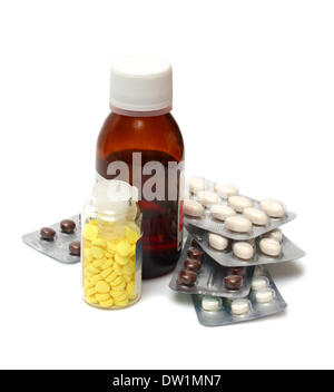 mixture and pills close-up Stock Photo