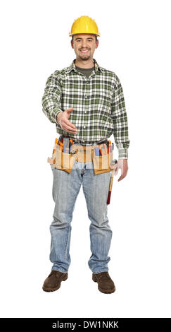 handyman shake hand gesture Stock Photo