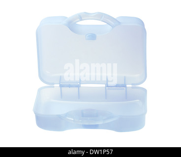 Open Plastic Storage Case On White Background Stock Photo