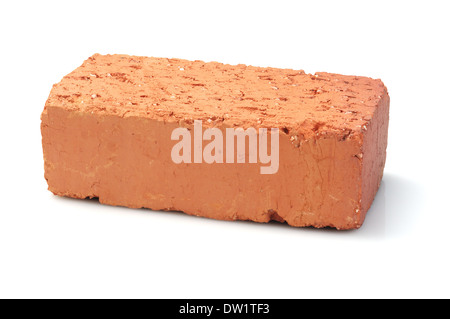 Red Clay Brick On White Background Stock Photo